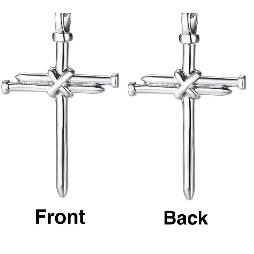 3 Nail Cross Keychain Religious Christian Key Ring Accessory Silver Unisex Gift